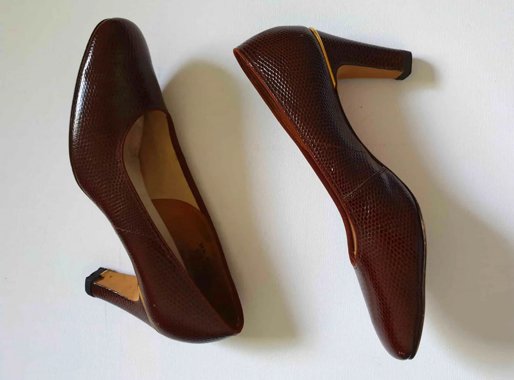 1960s Faux Lizard, Leather Shoes, Pumps, by Miss Holmes