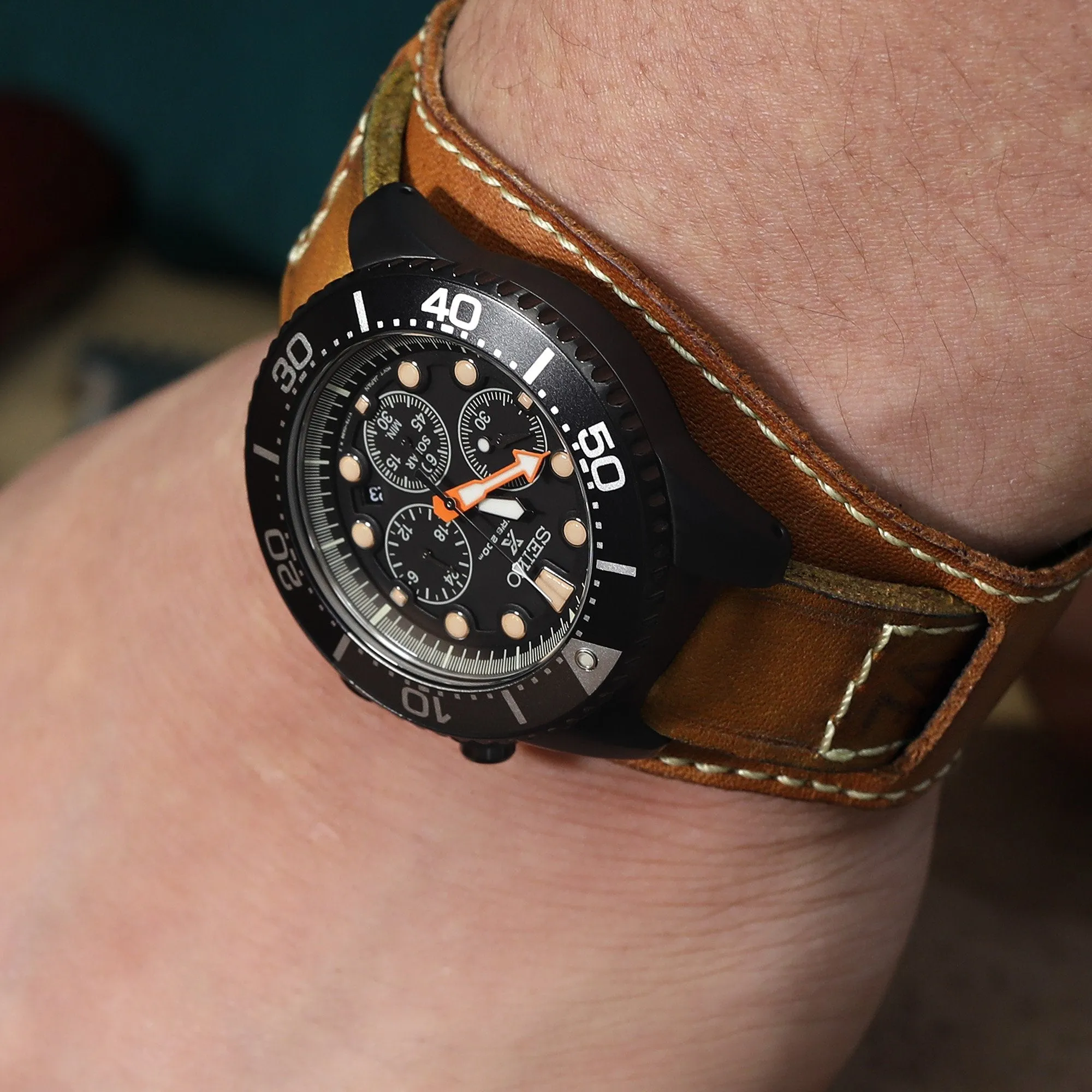 20mm, 22mm Gunny X MT '74' Light Brown Handmade Quick Release Reversible Bund Leather Strap