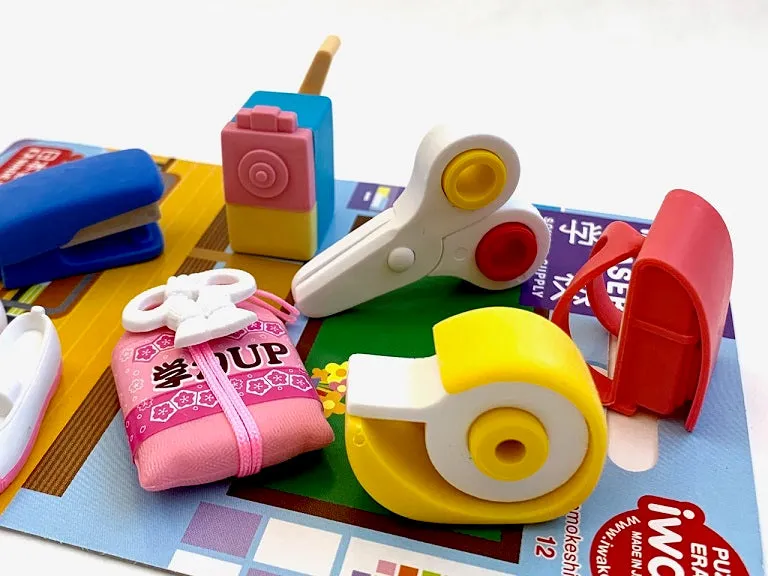 38342 IWAKO SCHOOL ERASER CARD-10 CARDS