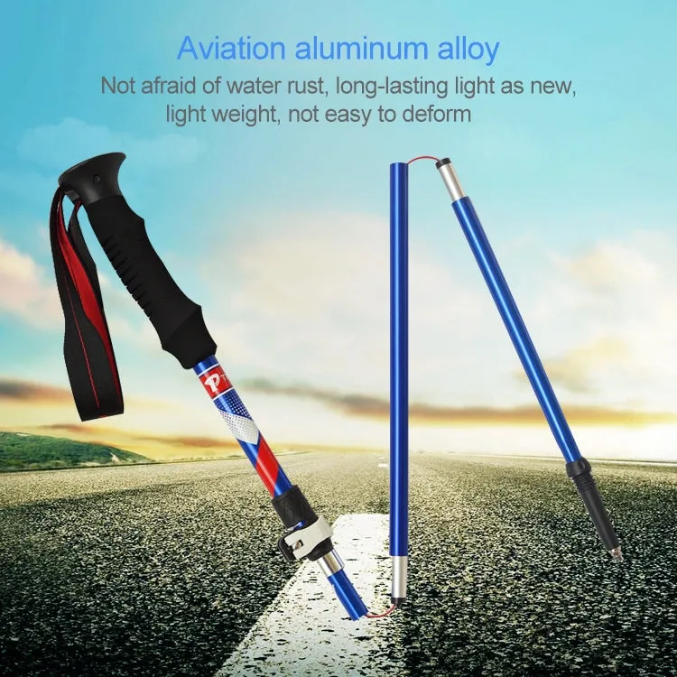 5 Node Portable Foldable Aluminium Alloy Alpenstocks Trekking Poles, Folding Length : 35CM (Blue)