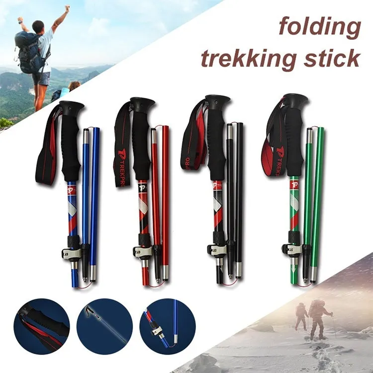 5 Node Portable Foldable Aluminium Alloy Alpenstocks Trekking Poles, Folding Length : 35CM (Blue)