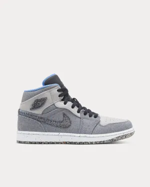 Air Jordan 1 Mid SE Grey Fog / Black / Blue Tint / University Blue High Top Sneakers