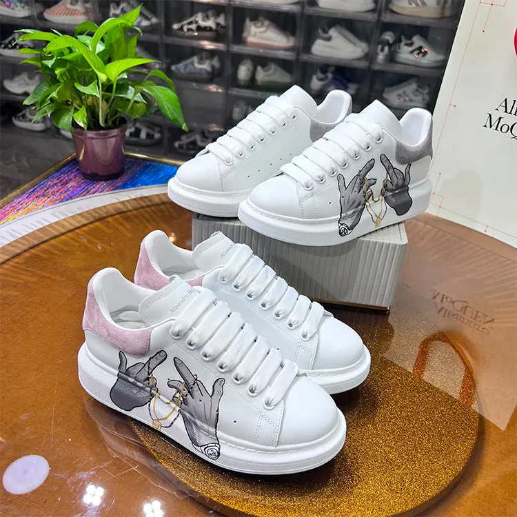 ALEXANDRO MOQUEN HAND PAINTED MIDDLE FINGER GRAFFITI CHUNKY SOLE UNISEX SNEAKER