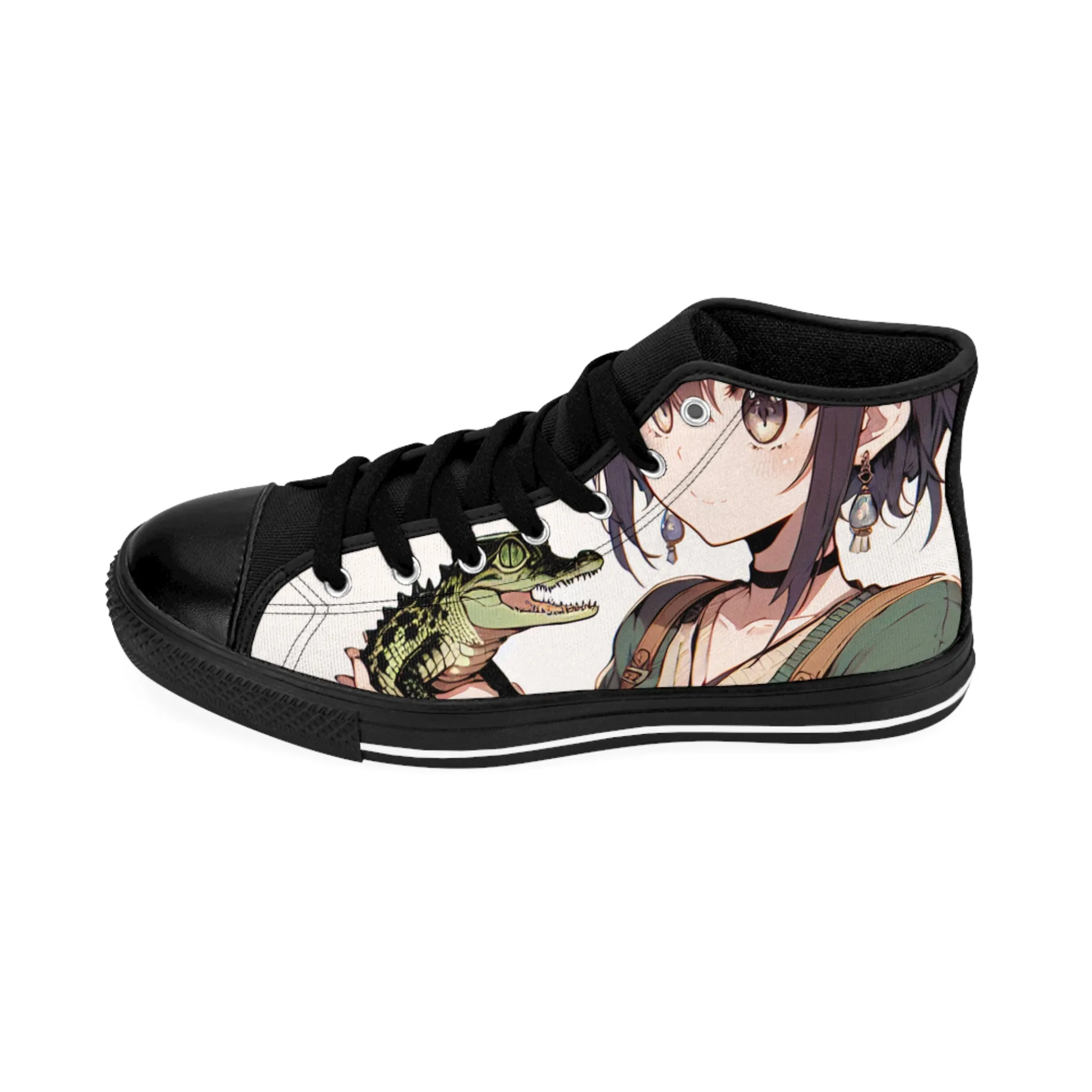 Anime Girl with Crocodile Women's Classic Sneakers