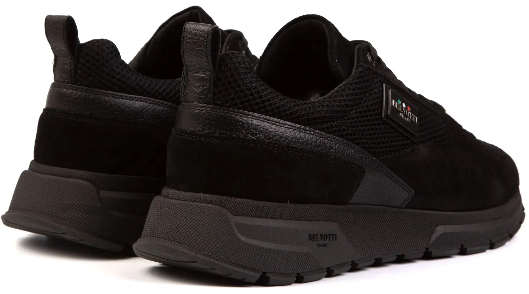 Belvotti Causio Black Black Premium Mens Suede Trainers