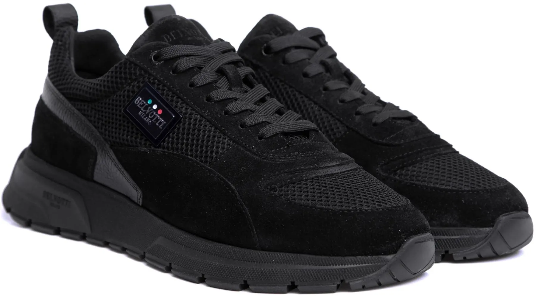 Belvotti Causio Black Black Premium Mens Suede Trainers