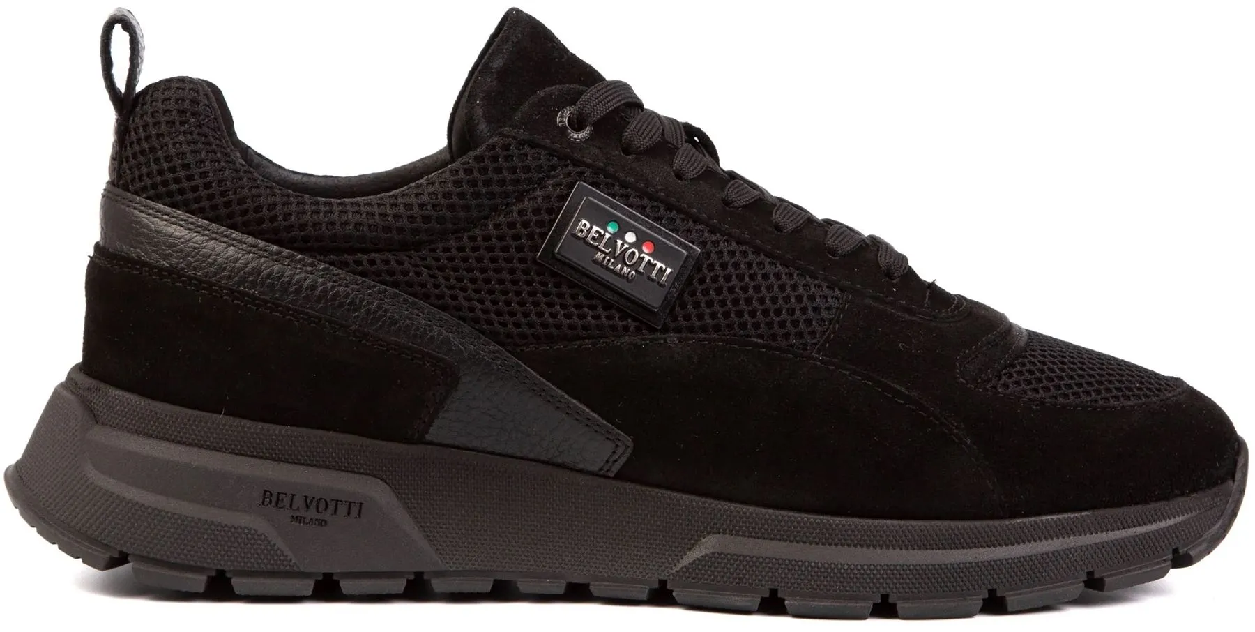 Belvotti Causio Black Black Premium Mens Suede Trainers