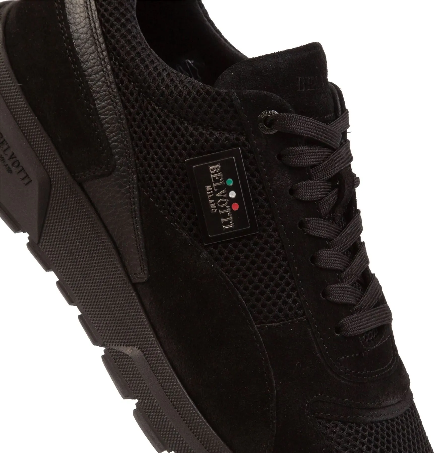 Belvotti Causio Black Black Premium Mens Suede Trainers