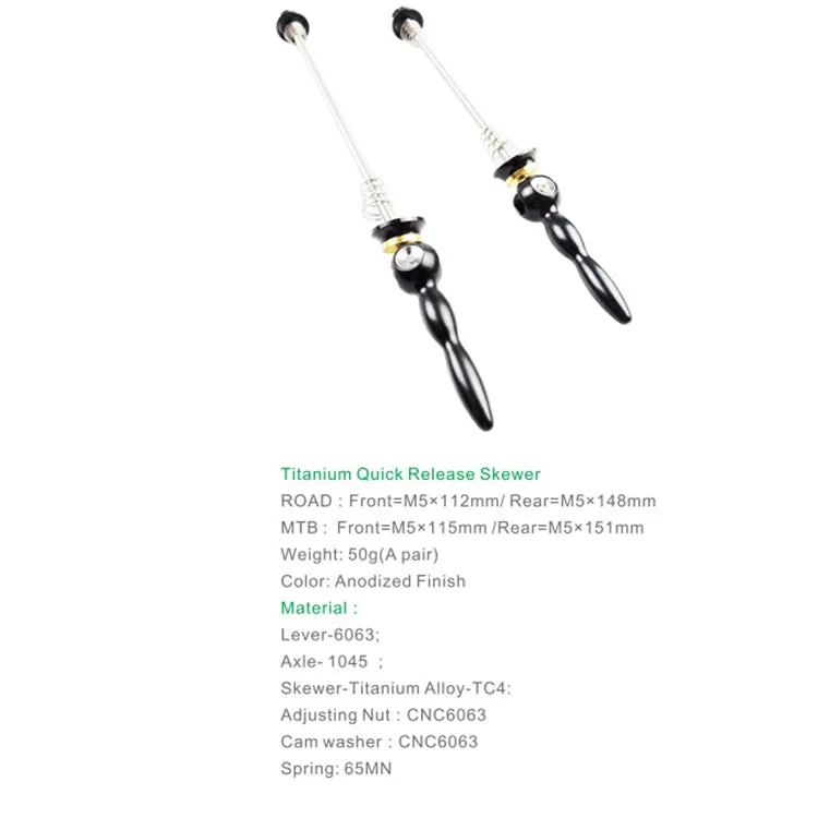 BIKERSAY Bicycle Skewers Quick Release Titanium Axle QR Wheel Hub Skewer For MTB Bicycle, Model:QR001
