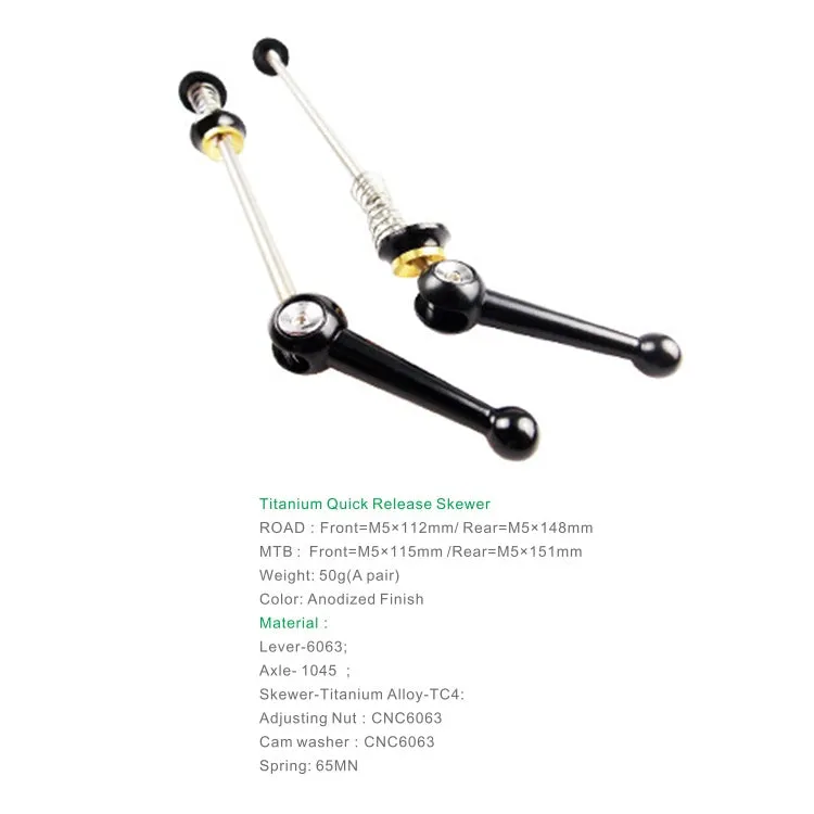 BIKERSAY Bicycle Skewers Quick Release Titanium Axle QR Wheel Hub Skewer For MTB Bicycle, Model:QR003