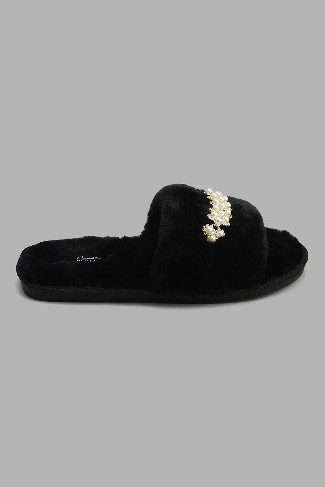 Black Pearl Trim Slipper