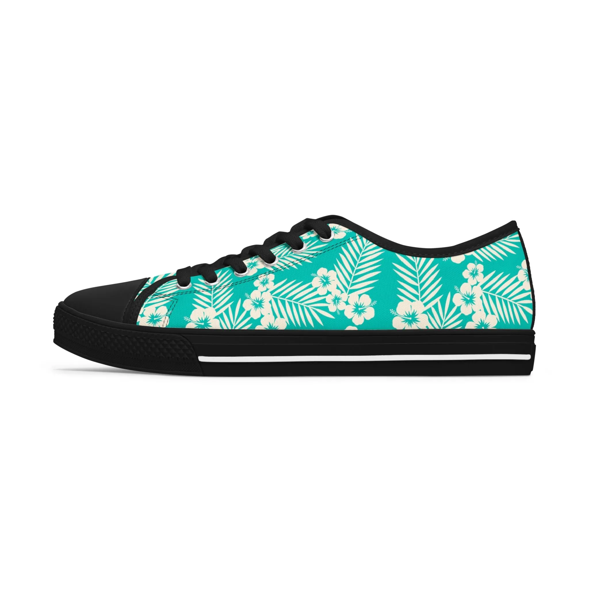 Blue Hibiscus Flower Women's Low Top Sneakers