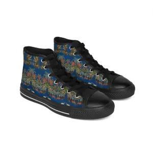 Blue Japanese Dragon Women's Classic Sneakers
