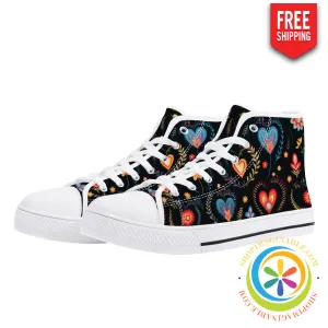 Cherished Blooms Ladies High Top Canvas Shoes