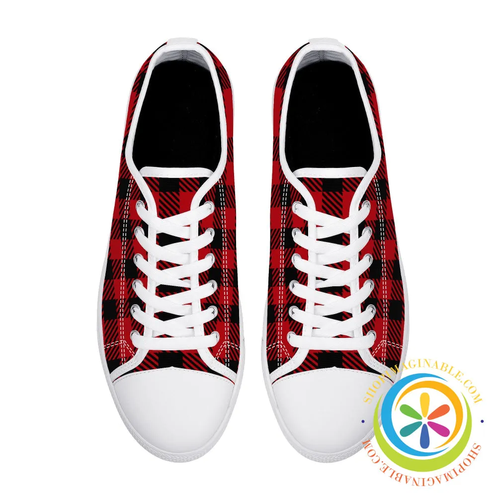 Classic Red Plaid Ladies Low Top Canvas Shoes