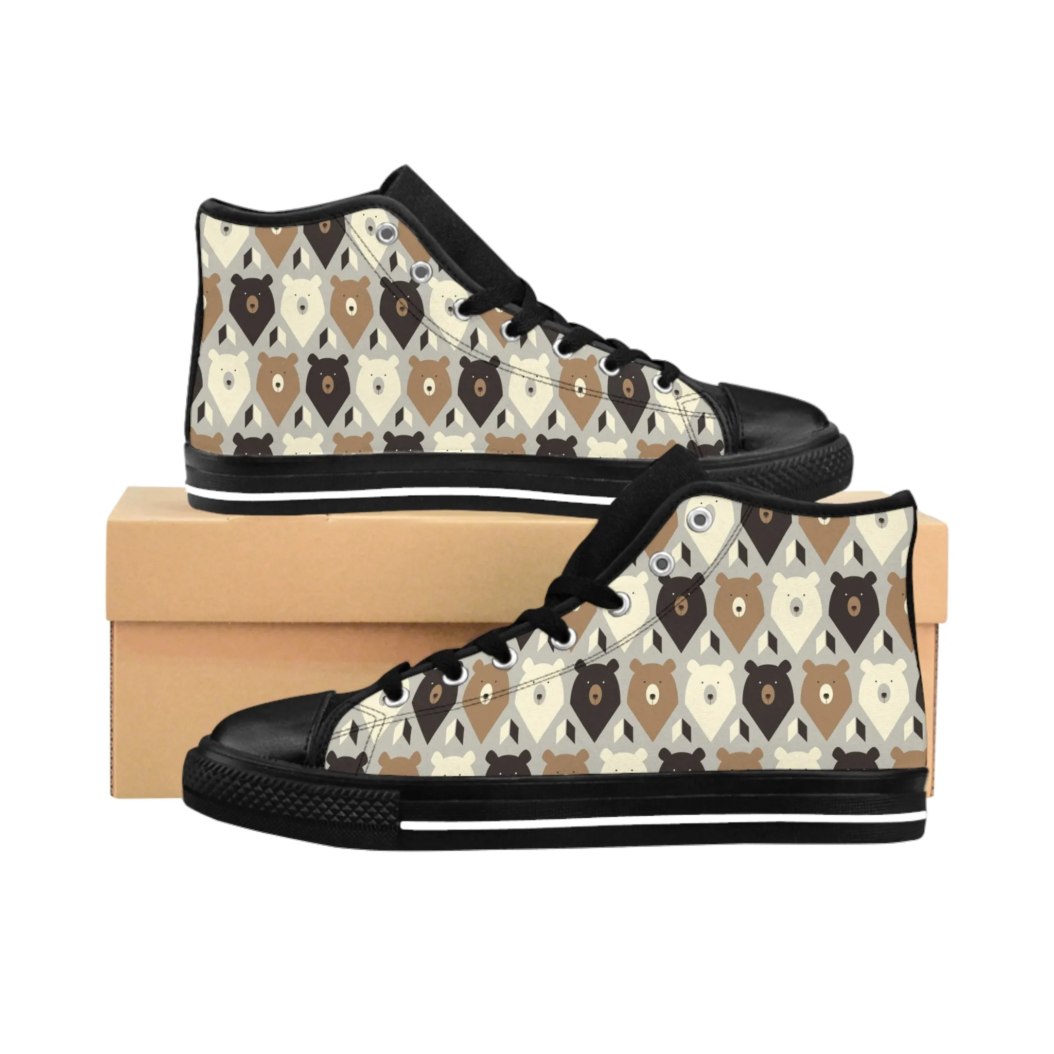 Colorful Grizzly Bear Men's Classic Sneakers
