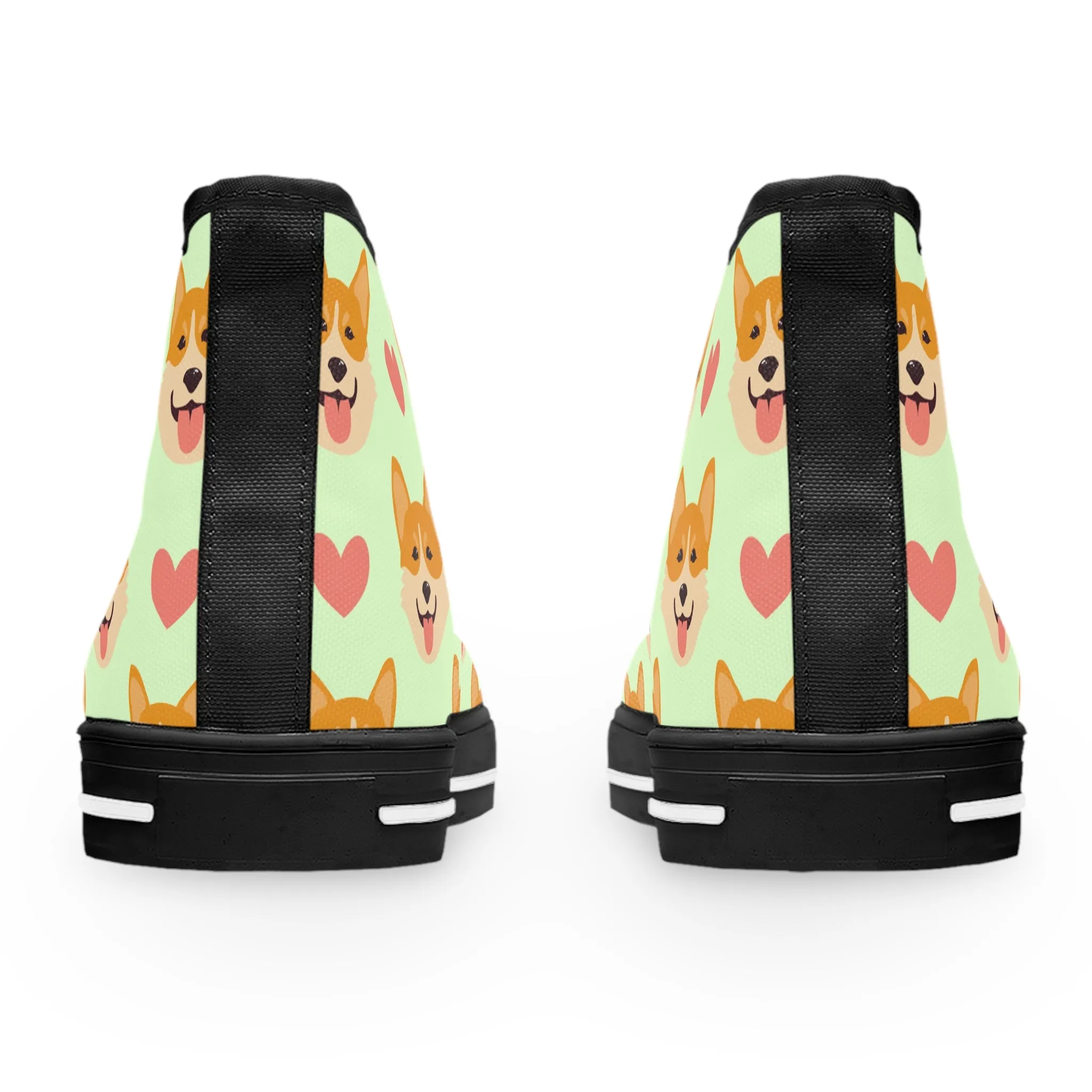 Corgi Dog with Hearts Women's High Top Sneakers