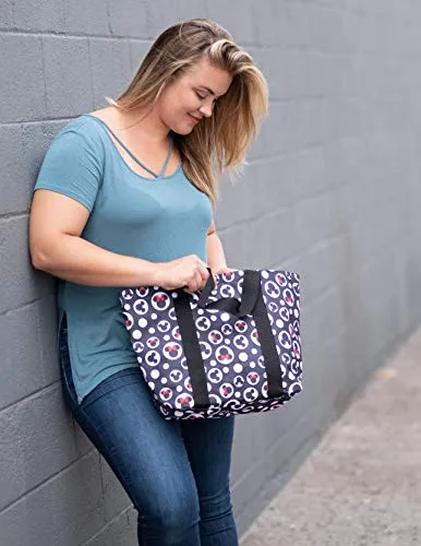 Disney Tote Mickey & Minnie Mouse Icon Polka Dot Print Travel Bag Black