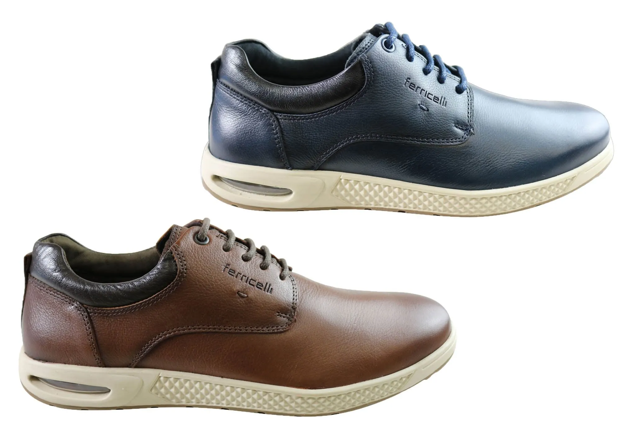 Ferricelli Benny Mens Leather Lace Up Casual Shoes Made In Brazil