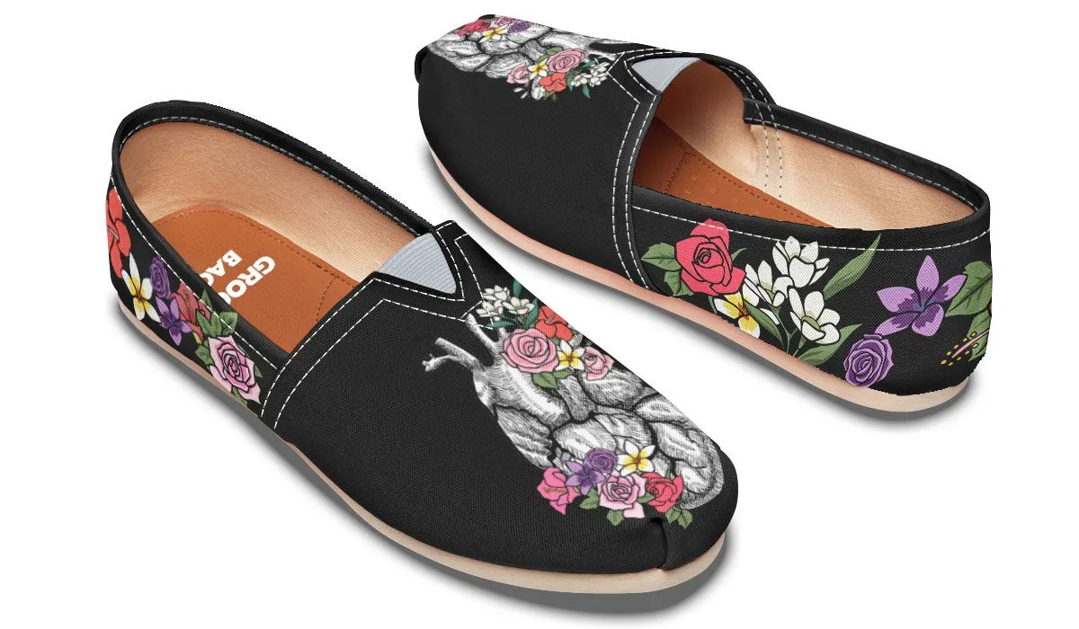 Floral Anatomy Heart Casual Shoes