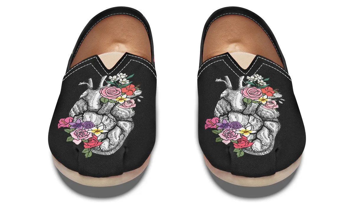 Floral Anatomy Heart Casual Shoes