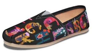 Folk Floral Alphabet Casual Shoes
