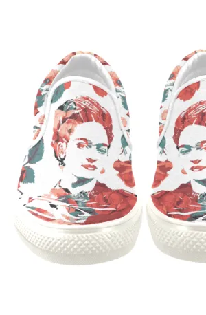 Frida Floral Print Canvas Ladies Slip On Low-Top