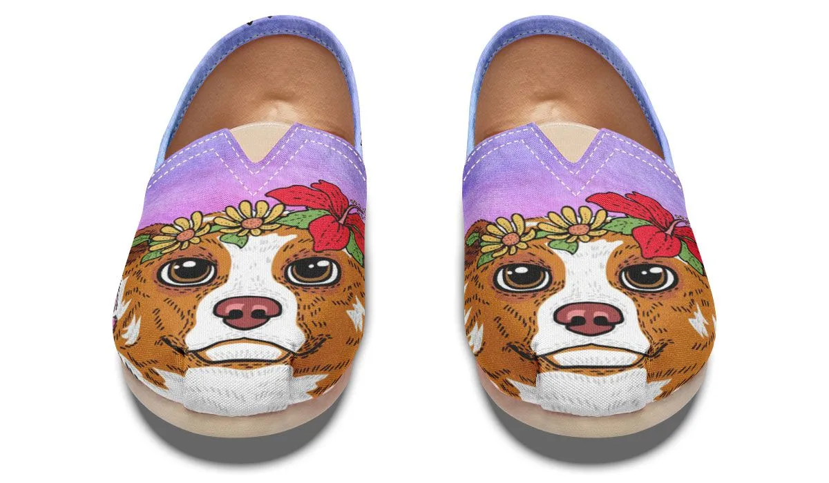 Fun Floral Australian Shepard Casual Shoes