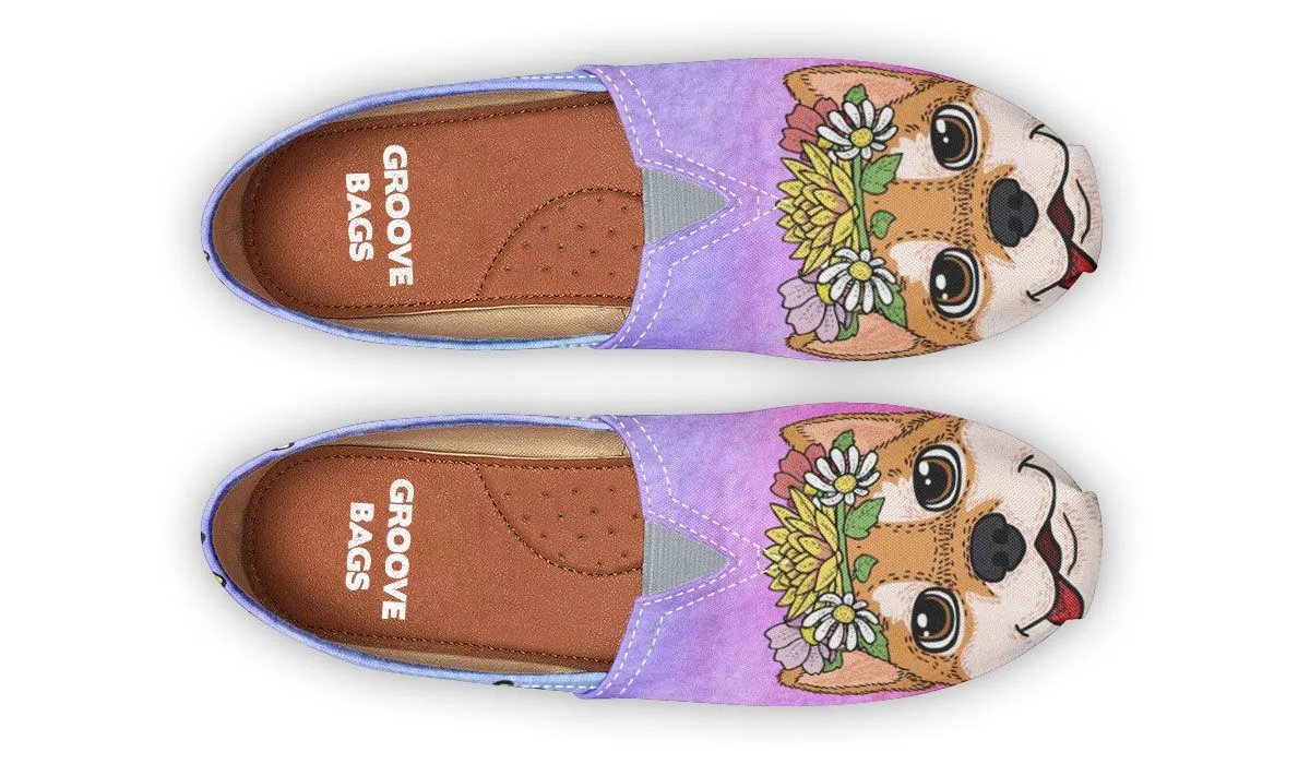 Fun Floral Shiba Inu Casual Shoes