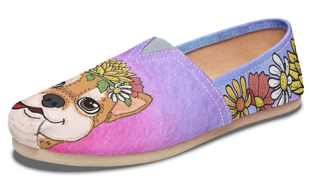 Fun Floral Shiba Inu Casual Shoes