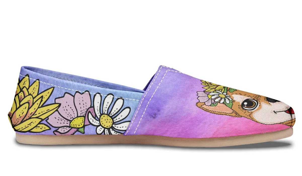 Fun Floral Shiba Inu Casual Shoes