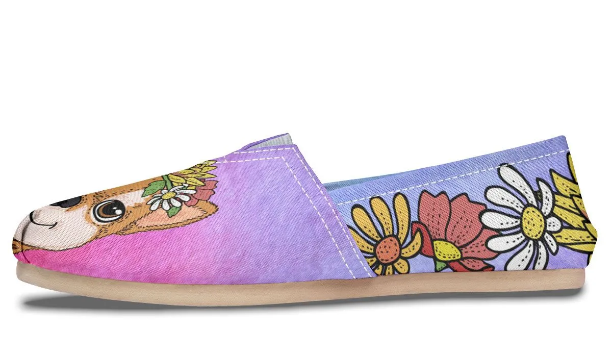 Fun Floral Shiba Inu Casual Shoes