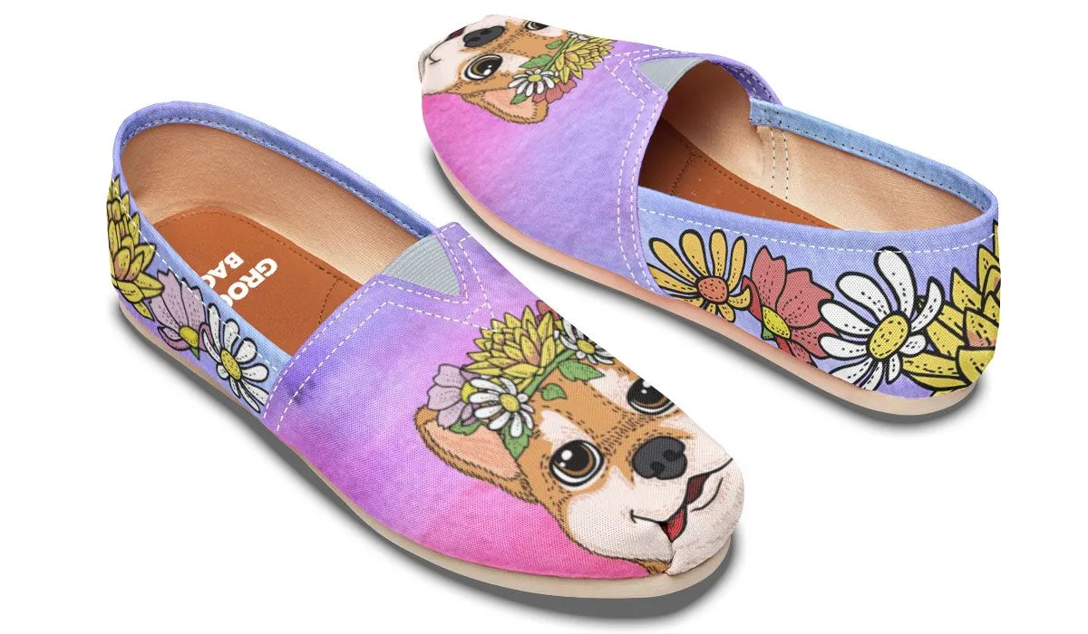 Fun Floral Shiba Inu Casual Shoes