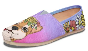 Fun Floral Shiba Inu Casual Shoes