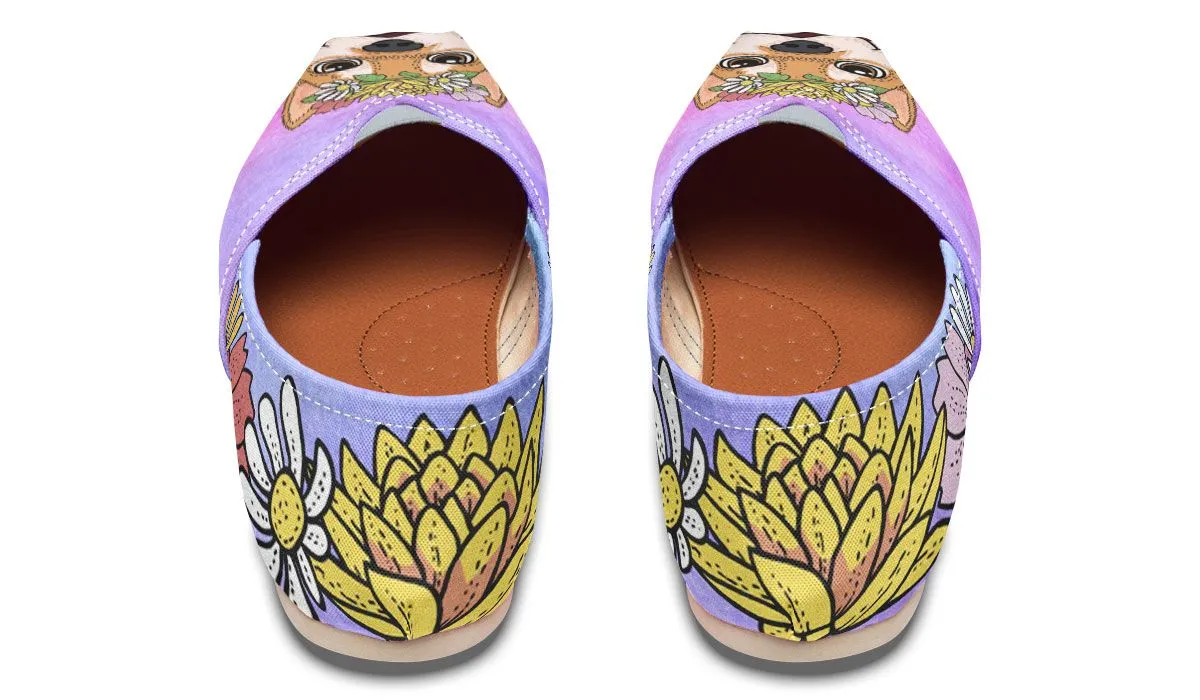 Fun Floral Shiba Inu Casual Shoes