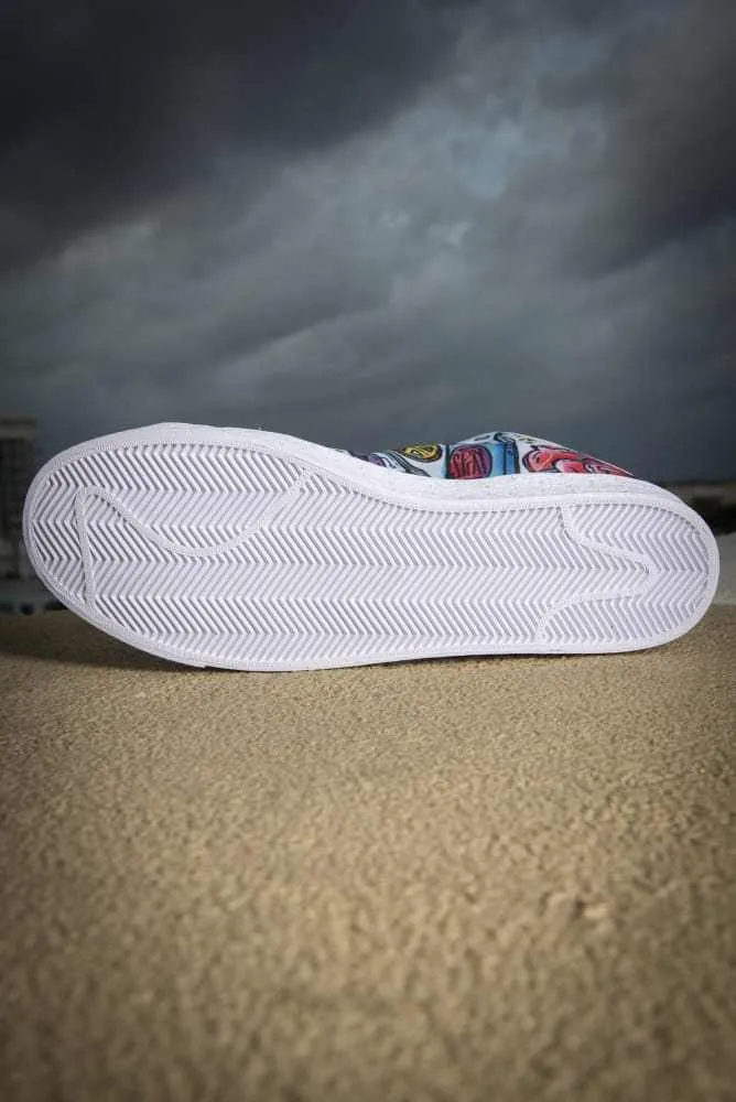 Funky Culture Pattern Canvas Mid Top Ladies Sneaker