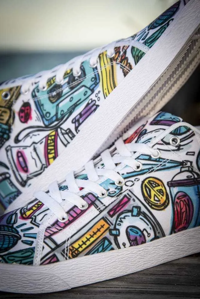Funky Culture Pattern Canvas Mid Top Ladies Sneaker