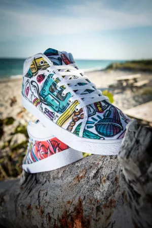 Funky Culture Pattern Canvas Mid Top Ladies Sneaker