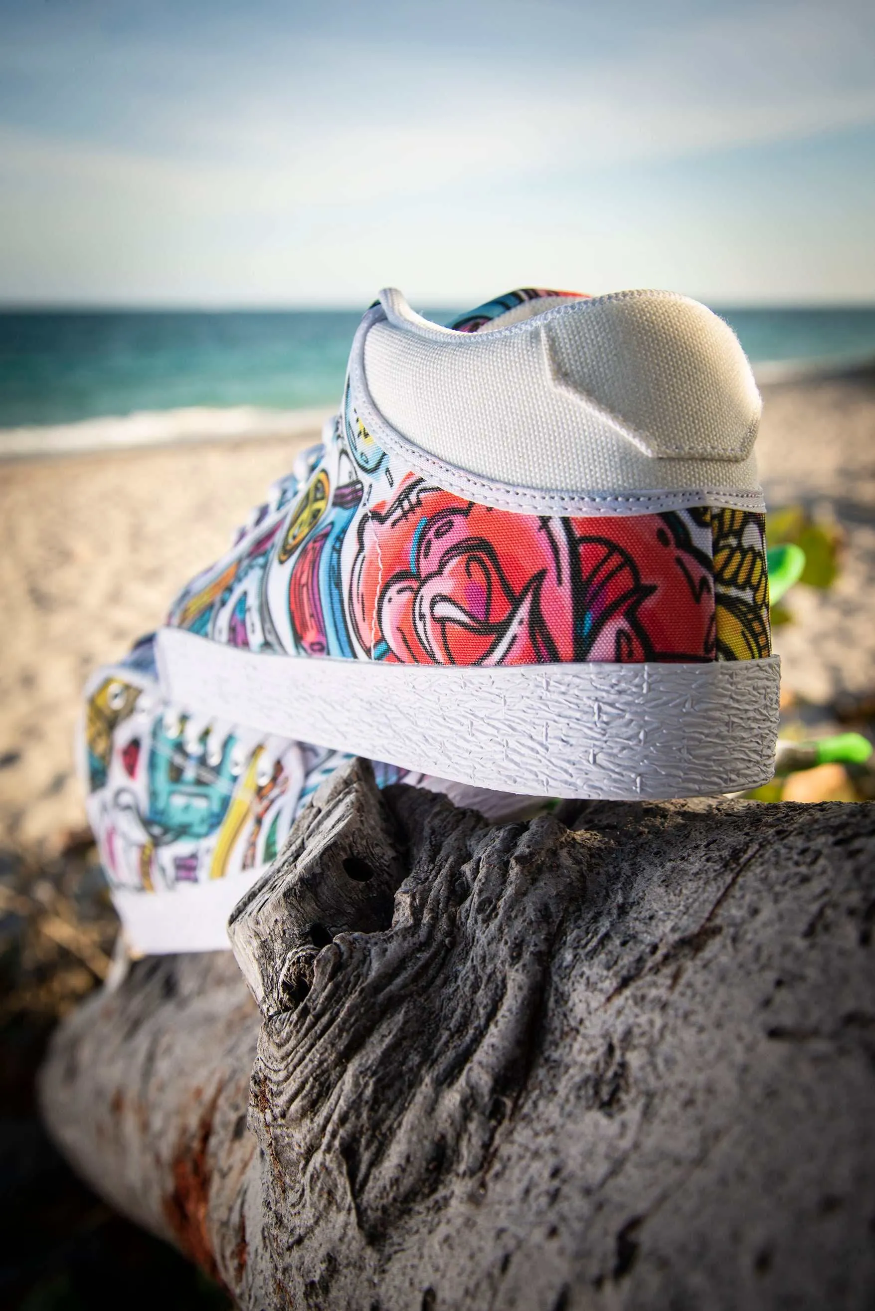 Funky Culture Pattern Canvas Mid Top Ladies Sneaker