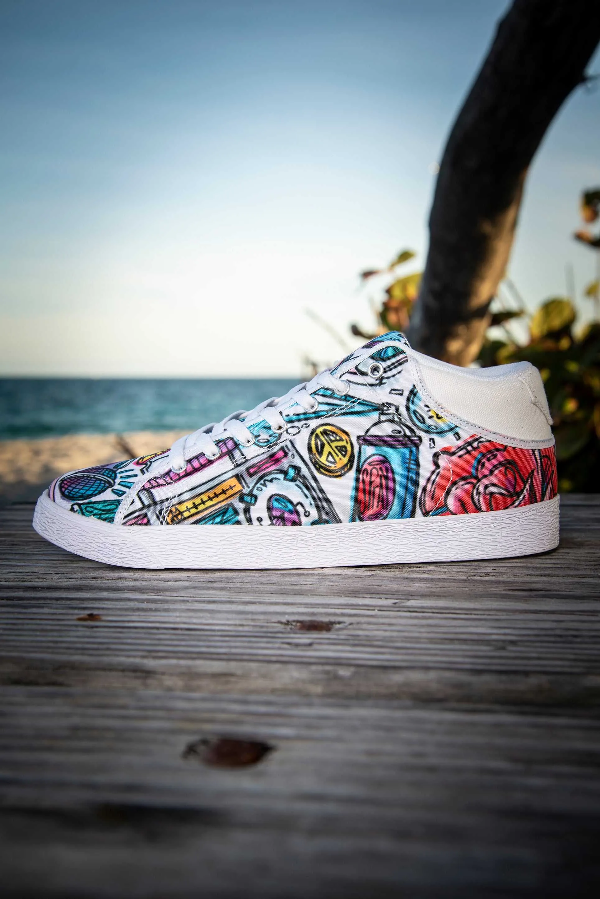 Funky Culture Pattern Canvas Mid Top Ladies Sneaker