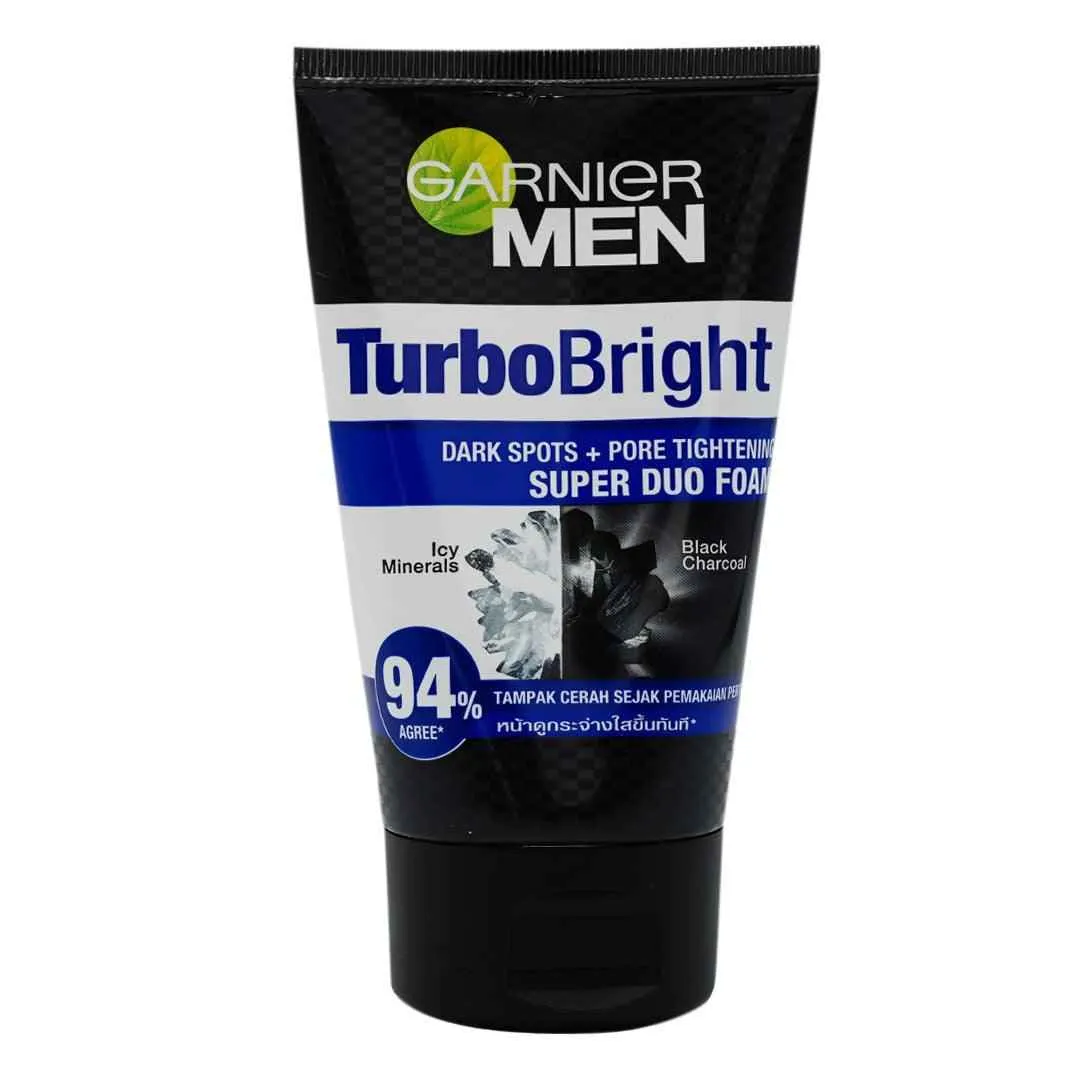 Garnier Face Wash Men TURBOBRIGHT - DARK SPORTS  PORE | SUPER DUO FOAM TUBE 100ml