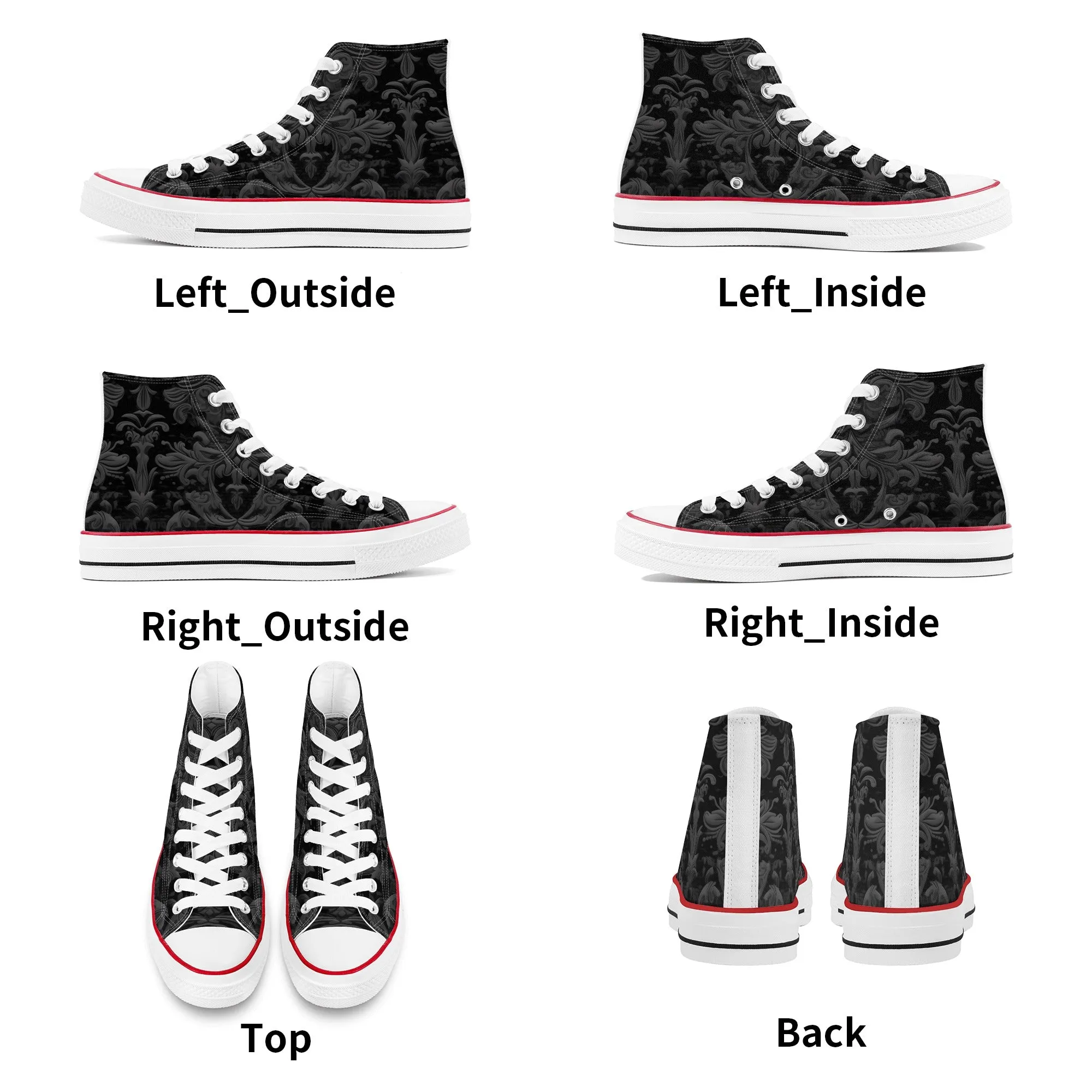 Gothic Gray And Black Design High Top Canvas Shoes