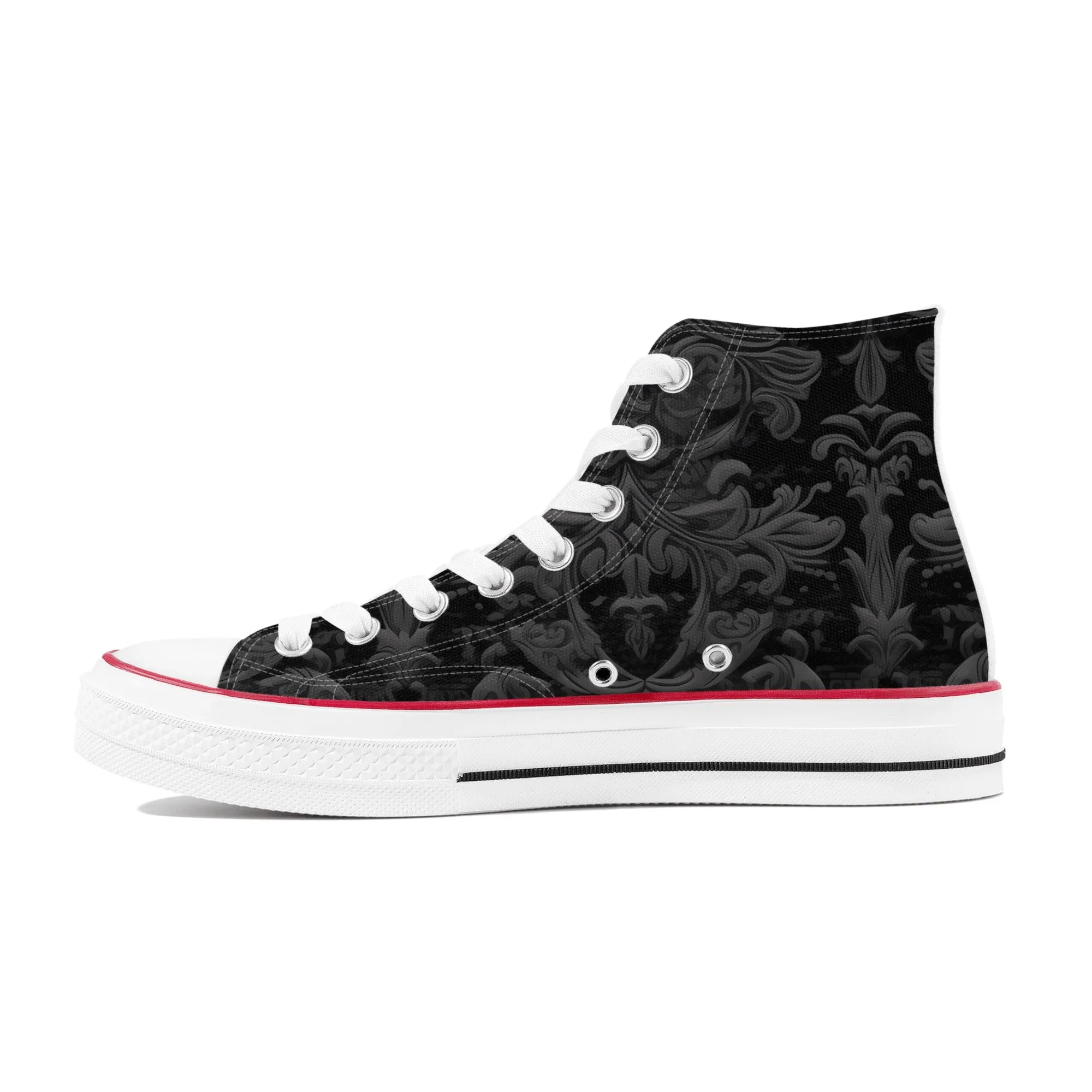 Gothic Gray And Black Design High Top Canvas Shoes