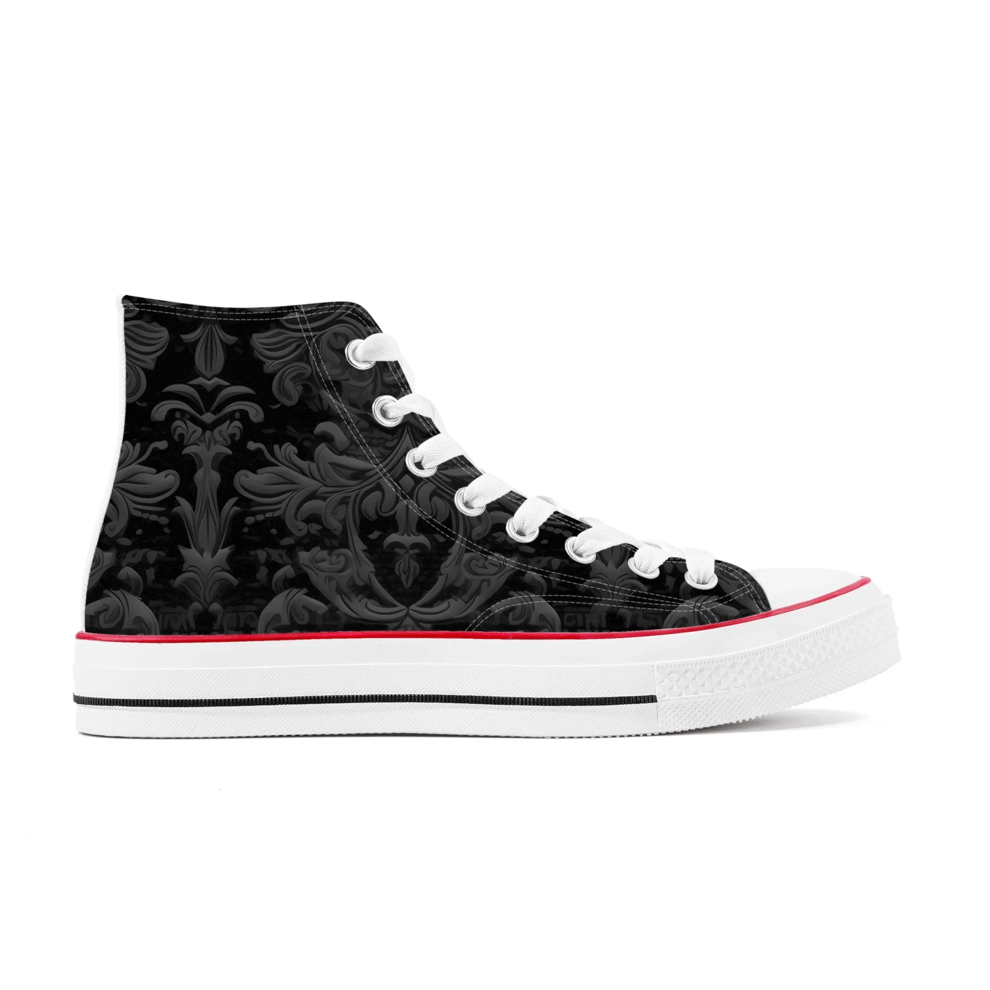 Gothic Gray And Black Design High Top Canvas Shoes