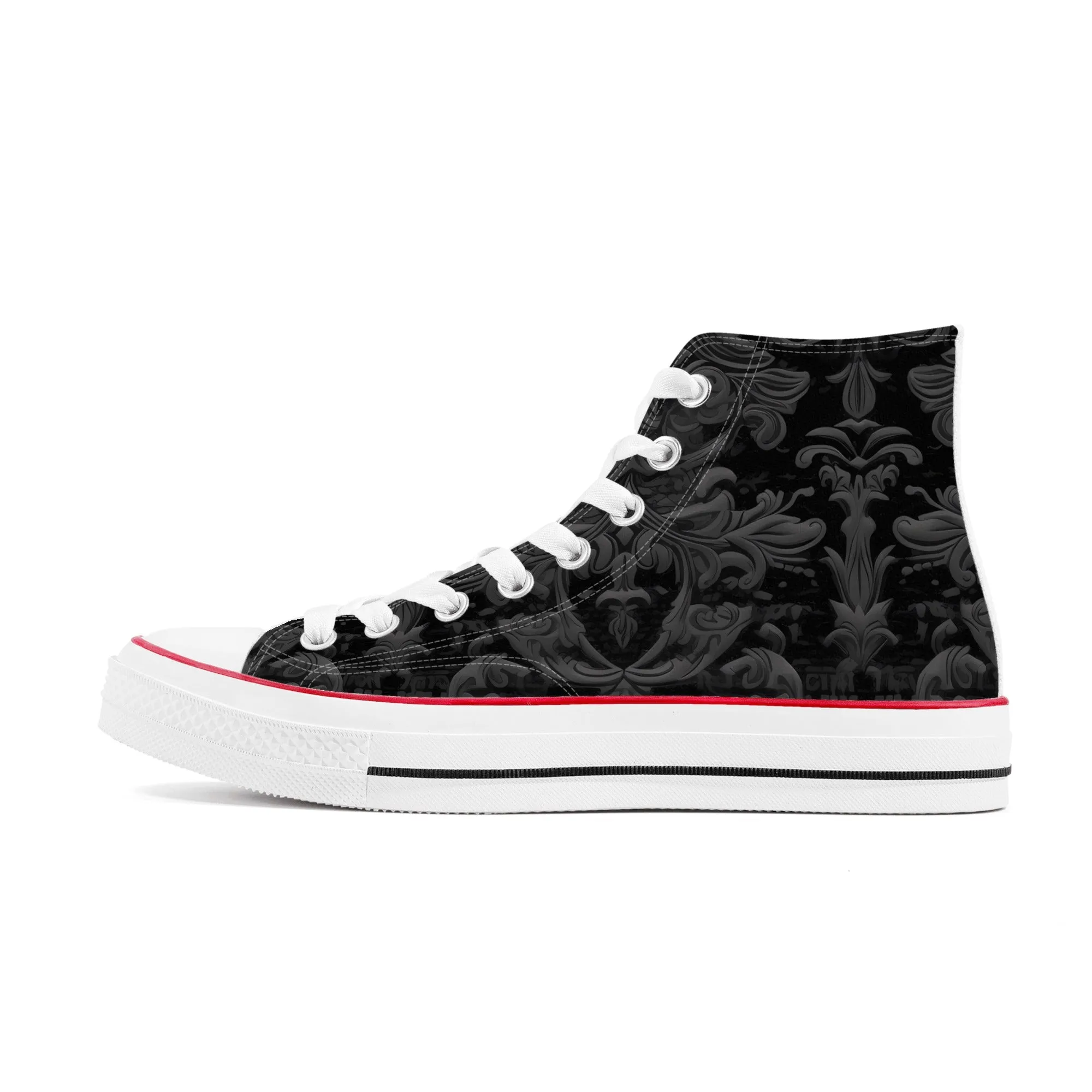 Gothic Gray And Black Design High Top Canvas Shoes