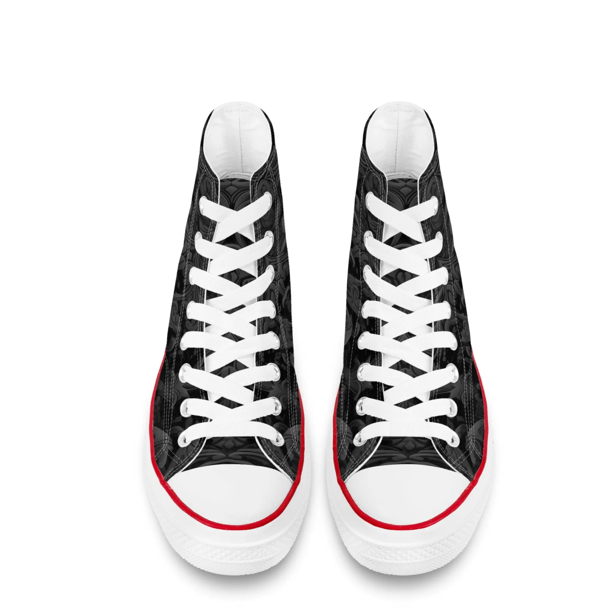 Gothic Gray And Black Design High Top Canvas Shoes