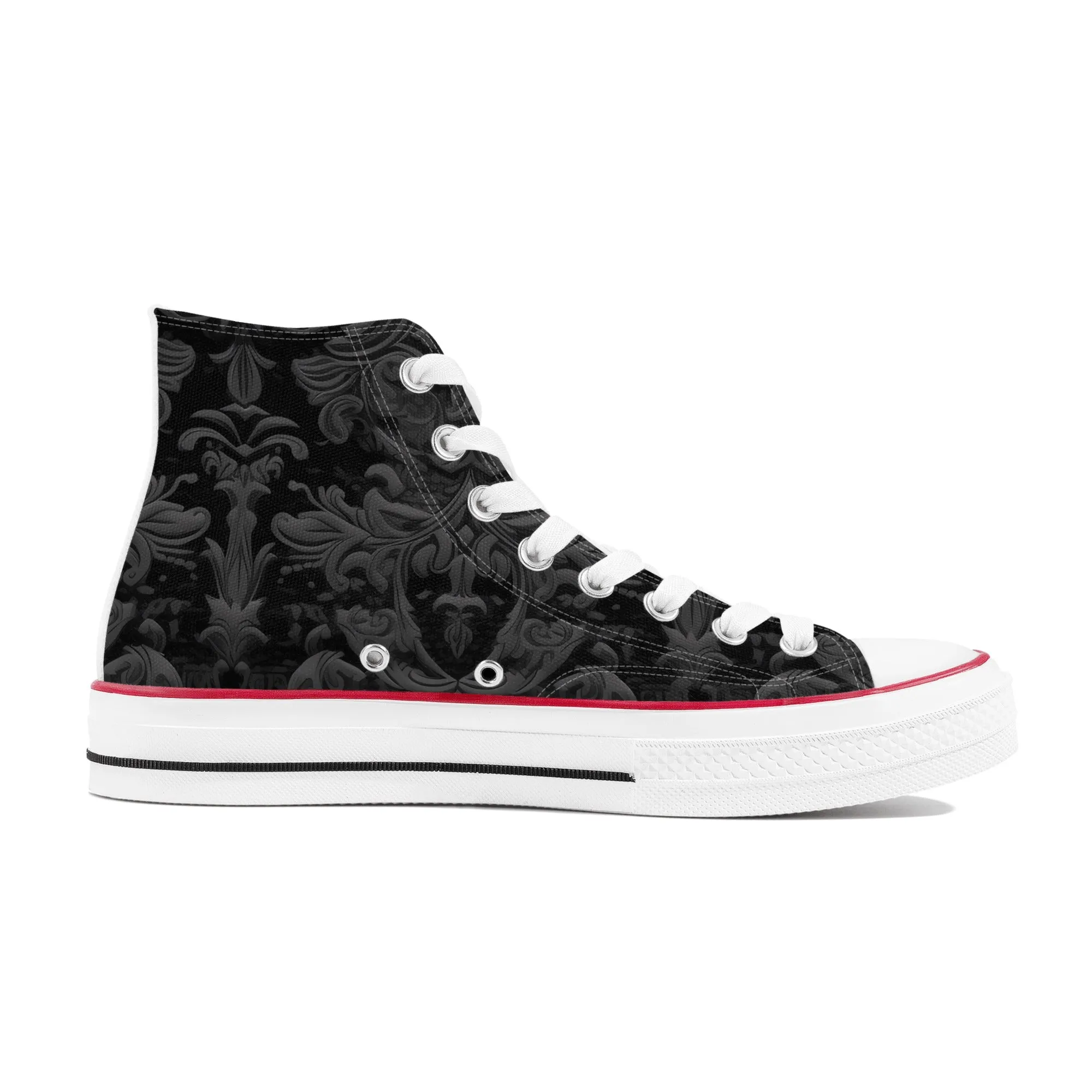 Gothic Gray And Black Design High Top Canvas Shoes