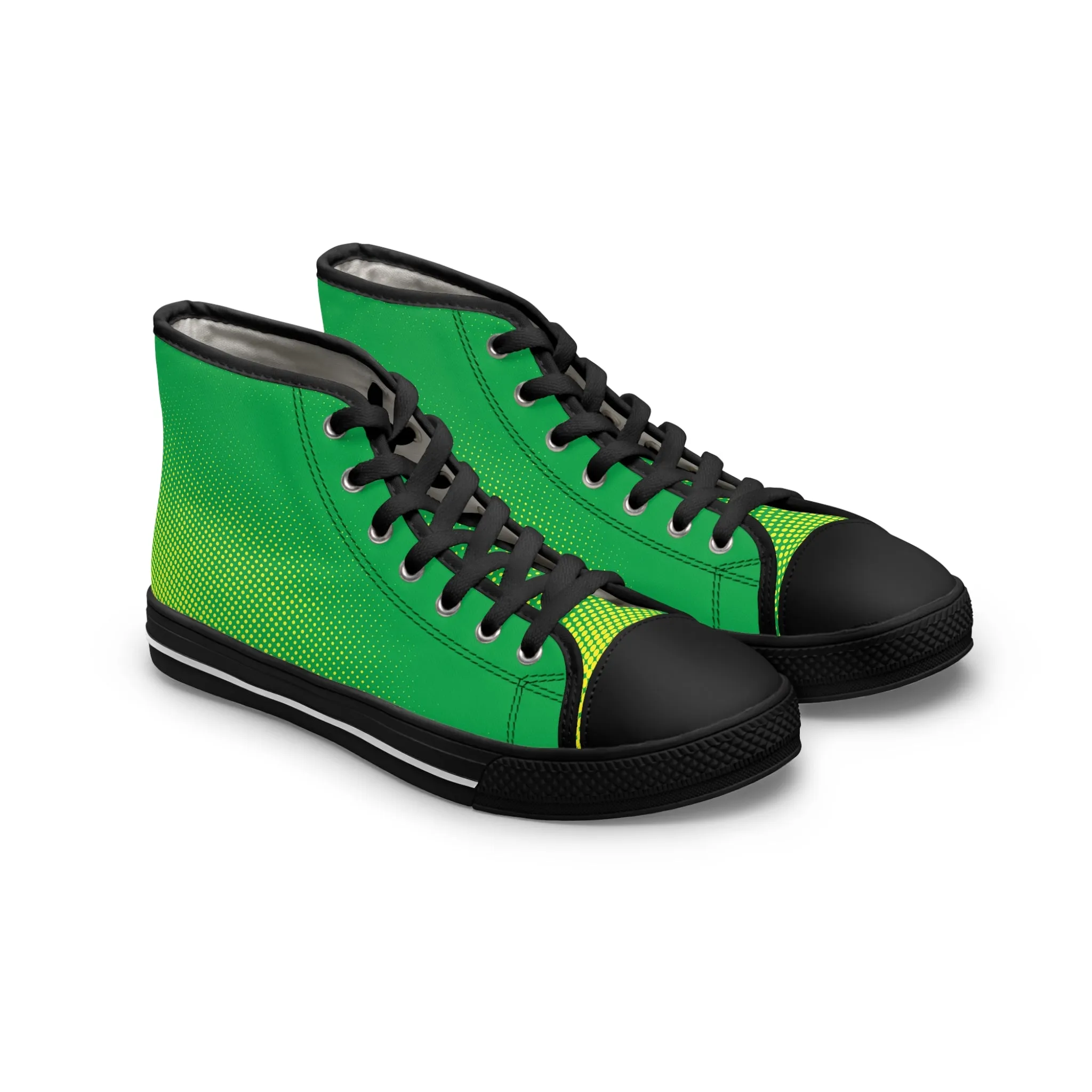 Green and Yellow Pattern Women's High Top Sneakers