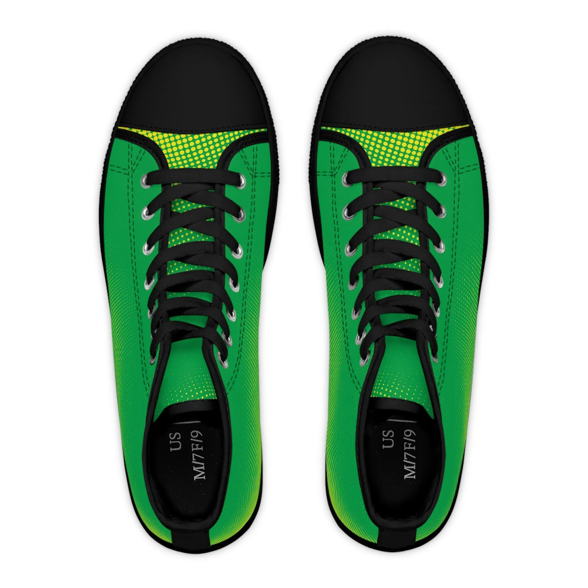 Green and Yellow Pattern Women's High Top Sneakers
