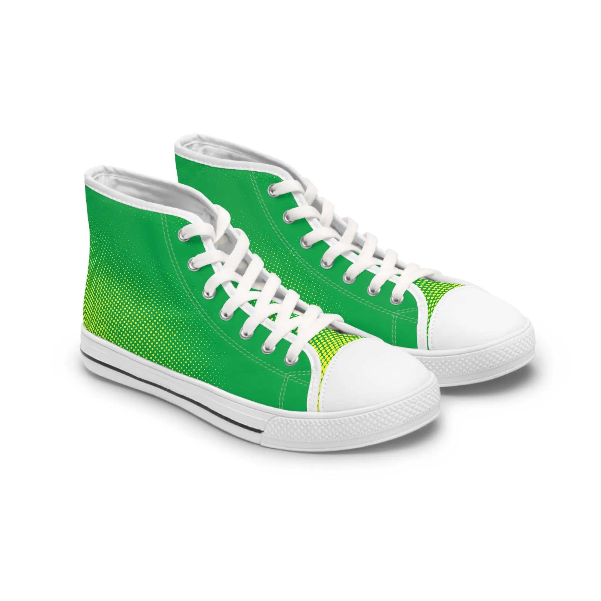 Green and Yellow Pattern Women's High Top Sneakers